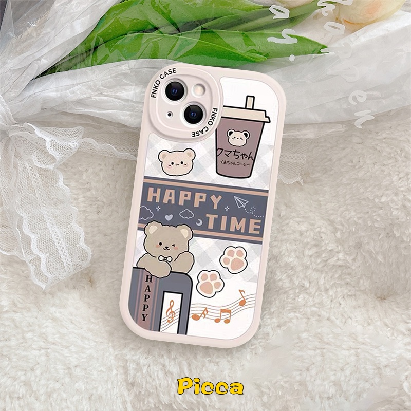 Ins Gadis Korea Milk Tea Case Realme C53 C30 GT Master Edition 5 8pro 9i 5i 7i C20A 7 6s C3 C21 6 5s 8 8i 6i C21Y C35 C31 C25Y C15 C12 C11 C17 C25 C25s C20 Beruang Kotak-Kotak Sarung