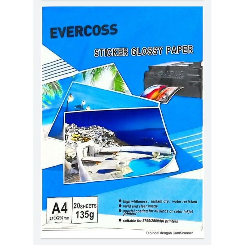 

Sticker Glossy Paper Evercoss A4 135g dan 120g