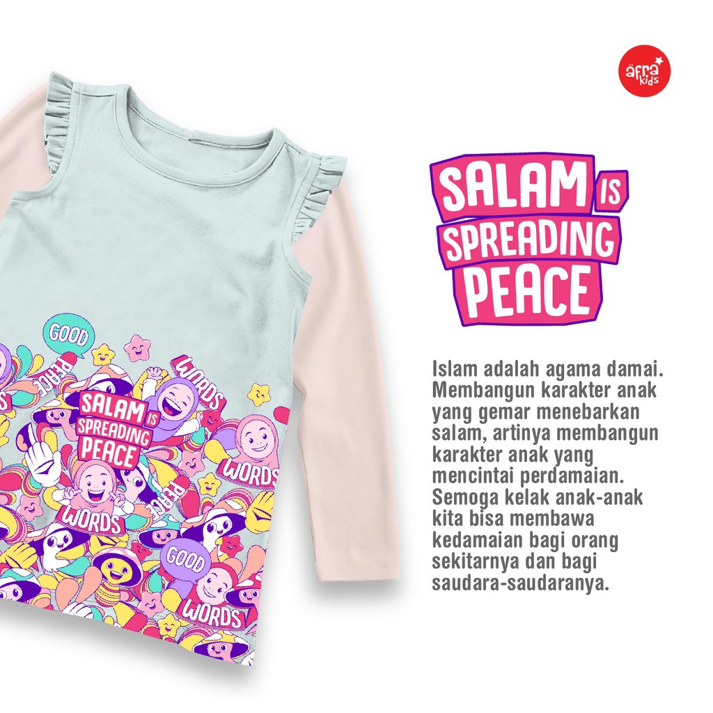 TUNIK AFRAKIDS AF261 &quot;SALAM IS SPREADING PEACE&quot; PANJANG