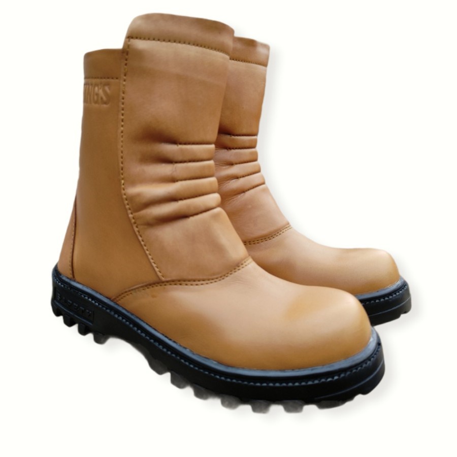Sepatu Sefty Pria |Sepatu Safty Pria Kulit Kruwel TAN |Sepatu Septi Boots