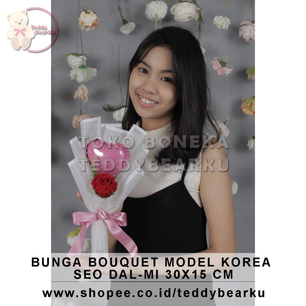 TERLARIS! BOUQUET BUKET BUNGA LOVE MODEL KOREA SEO DAL-MI KADO VALENTINE / ULTAH / WISUDA / PACAR