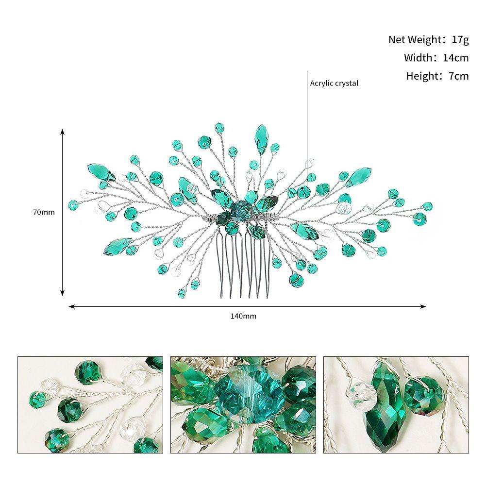 Sisir Sirkam Tiara Desain Daun Nanas Hias Kristal Untuk Aksesoris Rambut Wanita