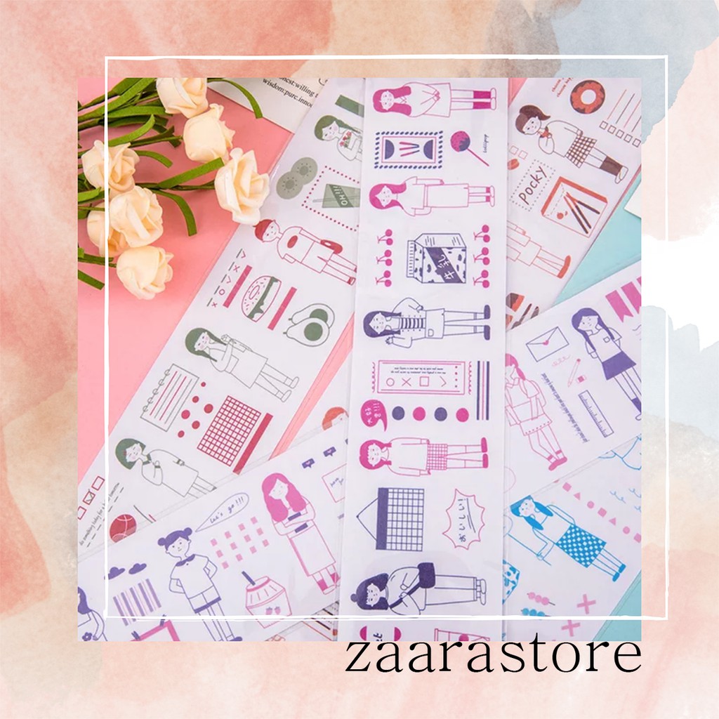 

Cute sticker sheet Daily Life Girl, stiker lucu girly bentuk lembaran