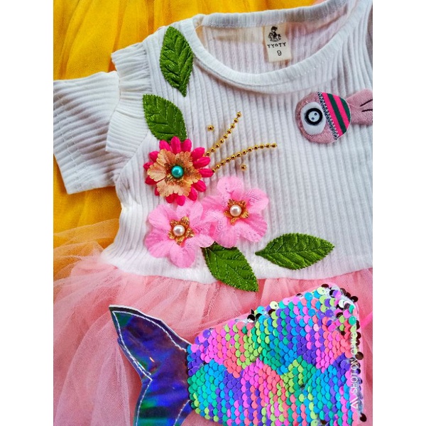 [0-5th] DRESS TUTU ANAK GAUN PESTA DRESS TILE ANAK IMUT MOTIF BUNGA FREE TAS USAP IKAN / DRESS TUTU ANAK IMPORT PREMIUM BUNGA / DRESS TUTU ANAK FLOWER MEWAH