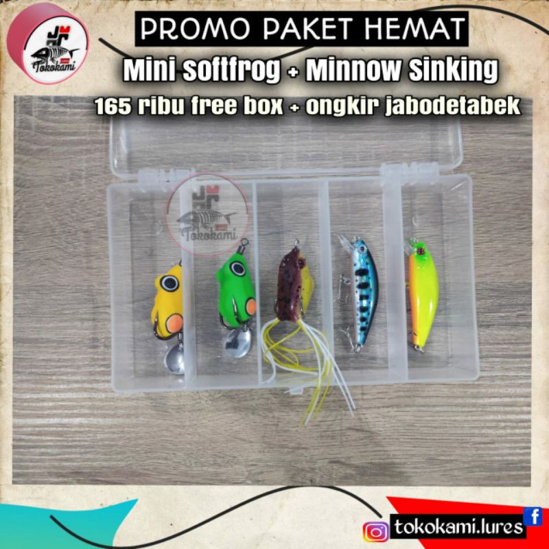 Paket hemat lure mini softfrog & minnow
