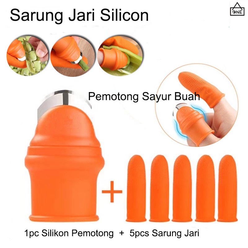 COD❤️6Pcs Sarung Jari Jempol Cover Pisau Pemotong Sayur Buah Untuk Peralatan Dapur isi Silicon Alat Pemetik Cabe A.one