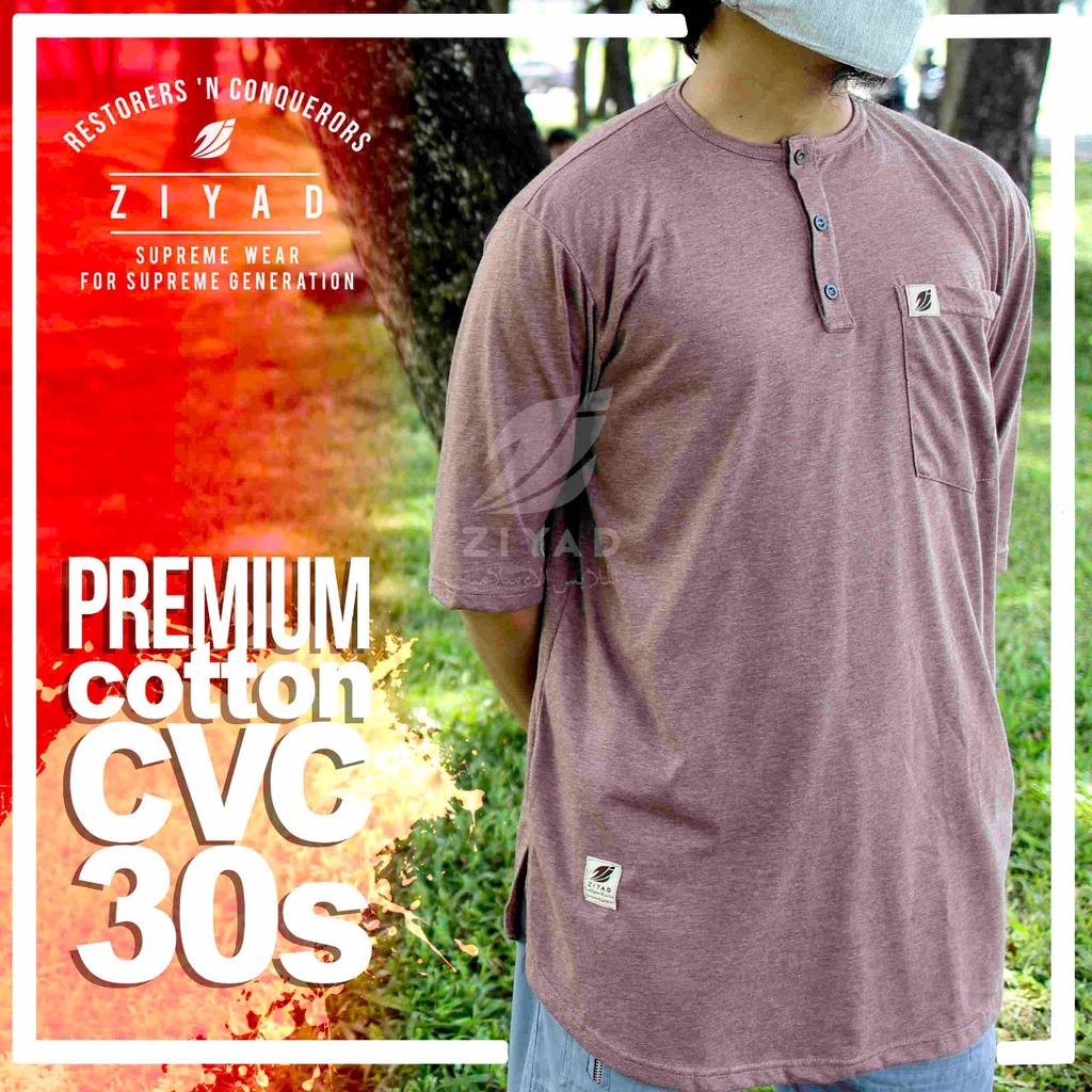 Kurta Kaos Pria Dewasa Premium Soft Cotton CVC 30s Coklat Kurta Kaos Dewasa Kaos Kurta Pria