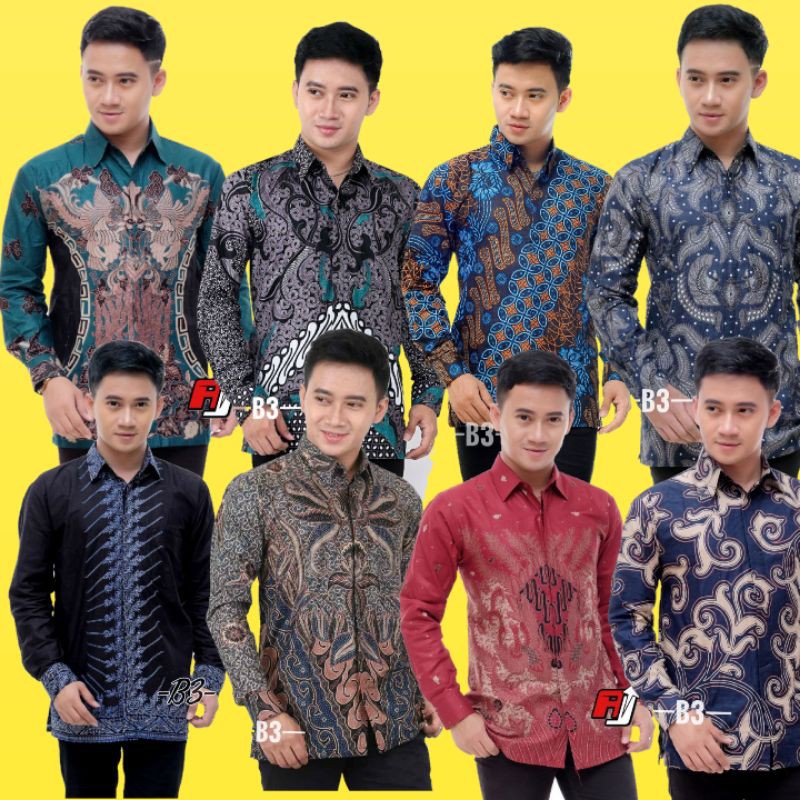 baju Kemeja Batik Slimfit exclusive original butik Atasan Batik Seragam M L XL XXL