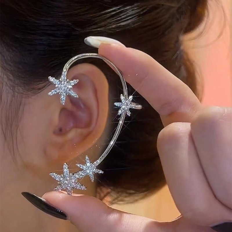 17km Anting Klip Wanita Bentuk Hati / Kupu-Kupu / Daun / Pita Hias Kristal Elegan-4