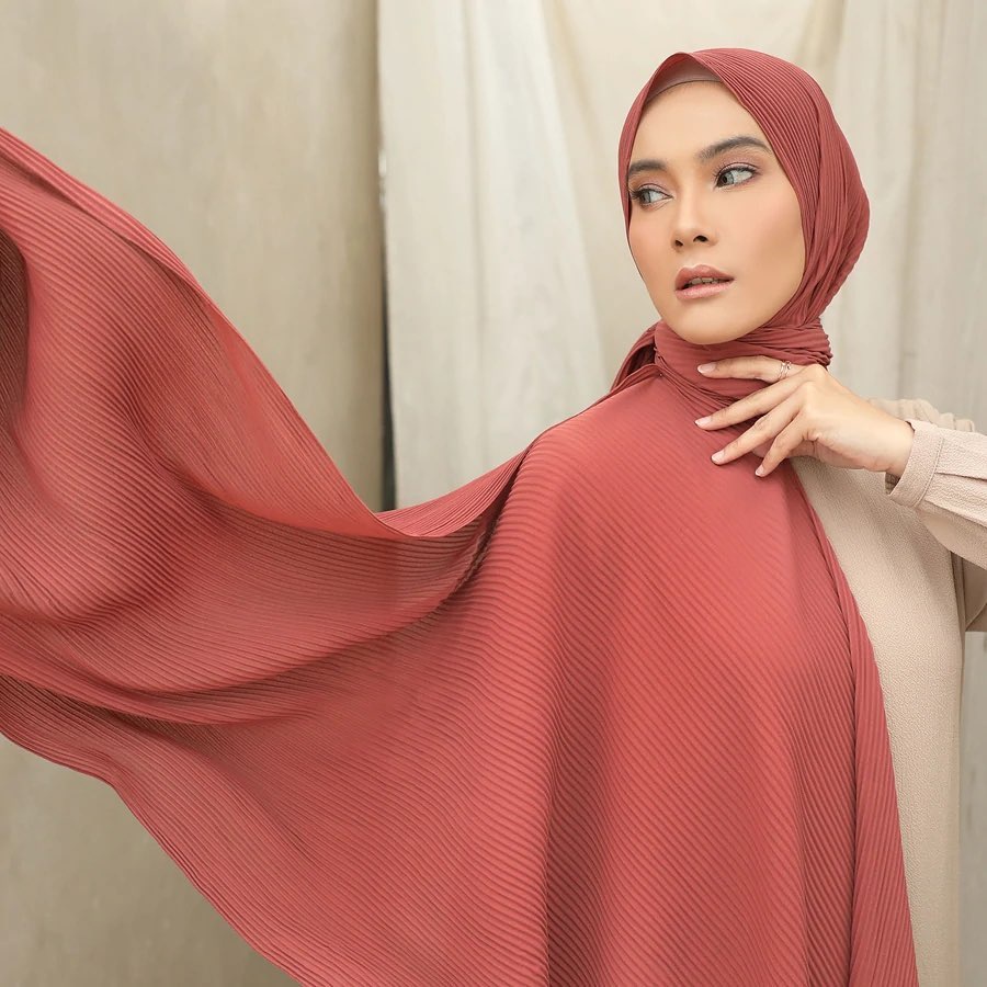 Pashmina LIDI  Pashmina Plisket Ceruty Babydoll Pashmina Malay Pleated Shawl FULL PLISKET / UJUNG POLOS / LASERCUT