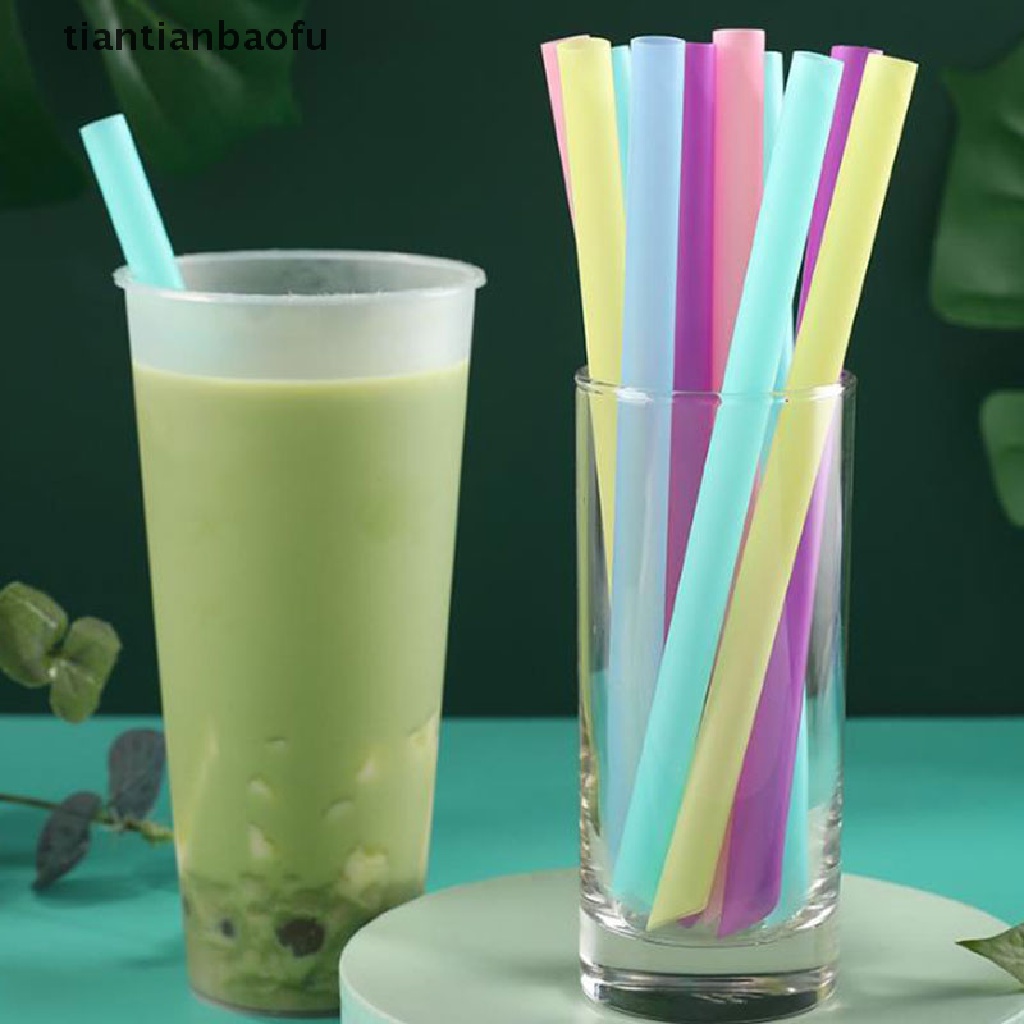 [tiantianbaofu] 100pcs Large Drinking Straws Mixed Colors For Pearl Bubble Milk Tea Smoothie Boutique