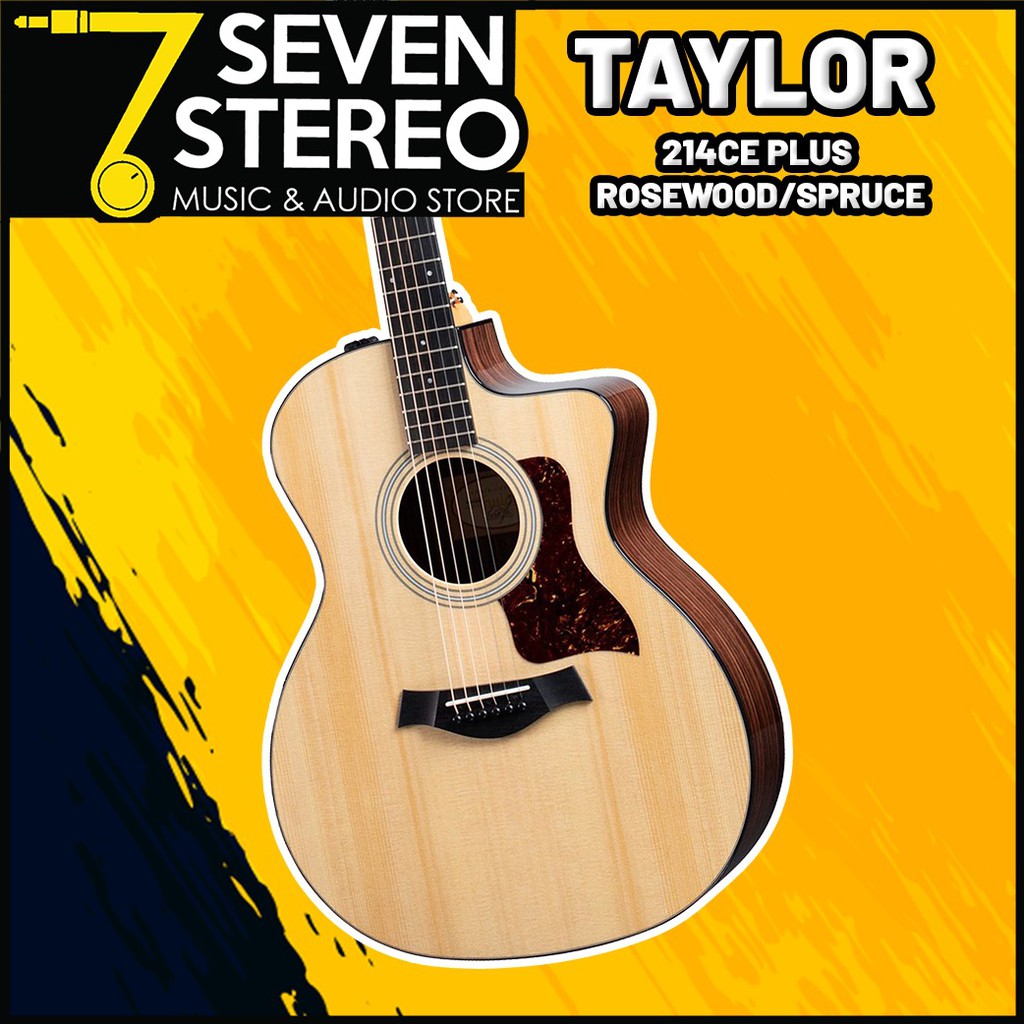 Taylor 214ce Plus Rosewood Spruce Grand Auditorium Acoustic Guitar with Aerocase Natural