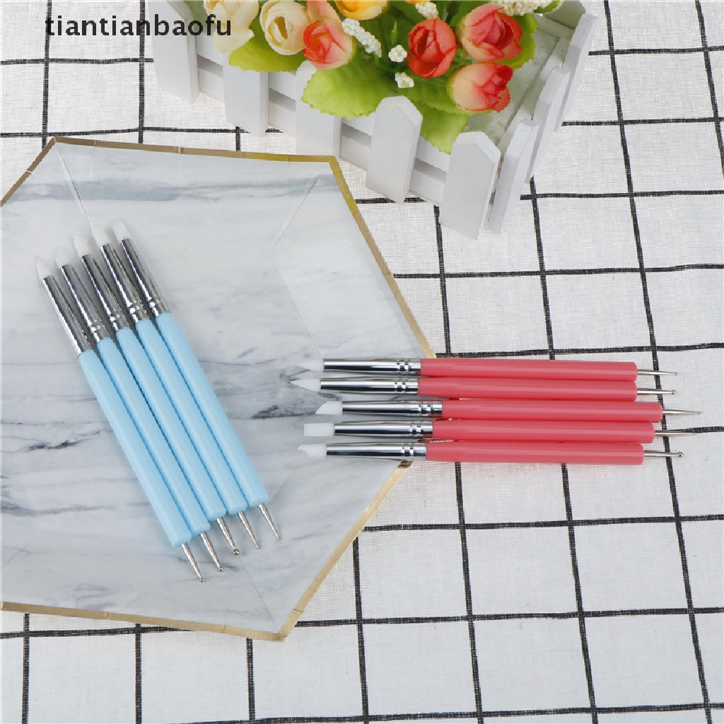 [tiantianbaofu] 5 X 2 Way Pottery Clay Ball Styluses Tools Polymer Clay Sculpture Nail Art Tools Boutique