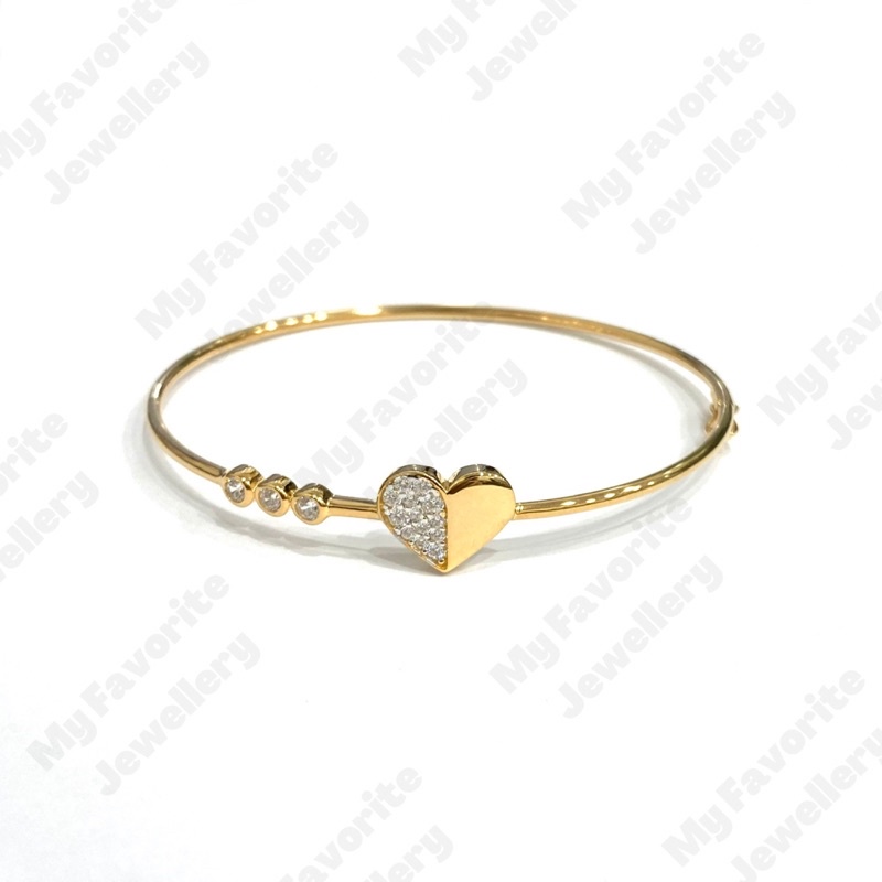 Gelang Bangle Hati Korean Emas Asli Kadar 700