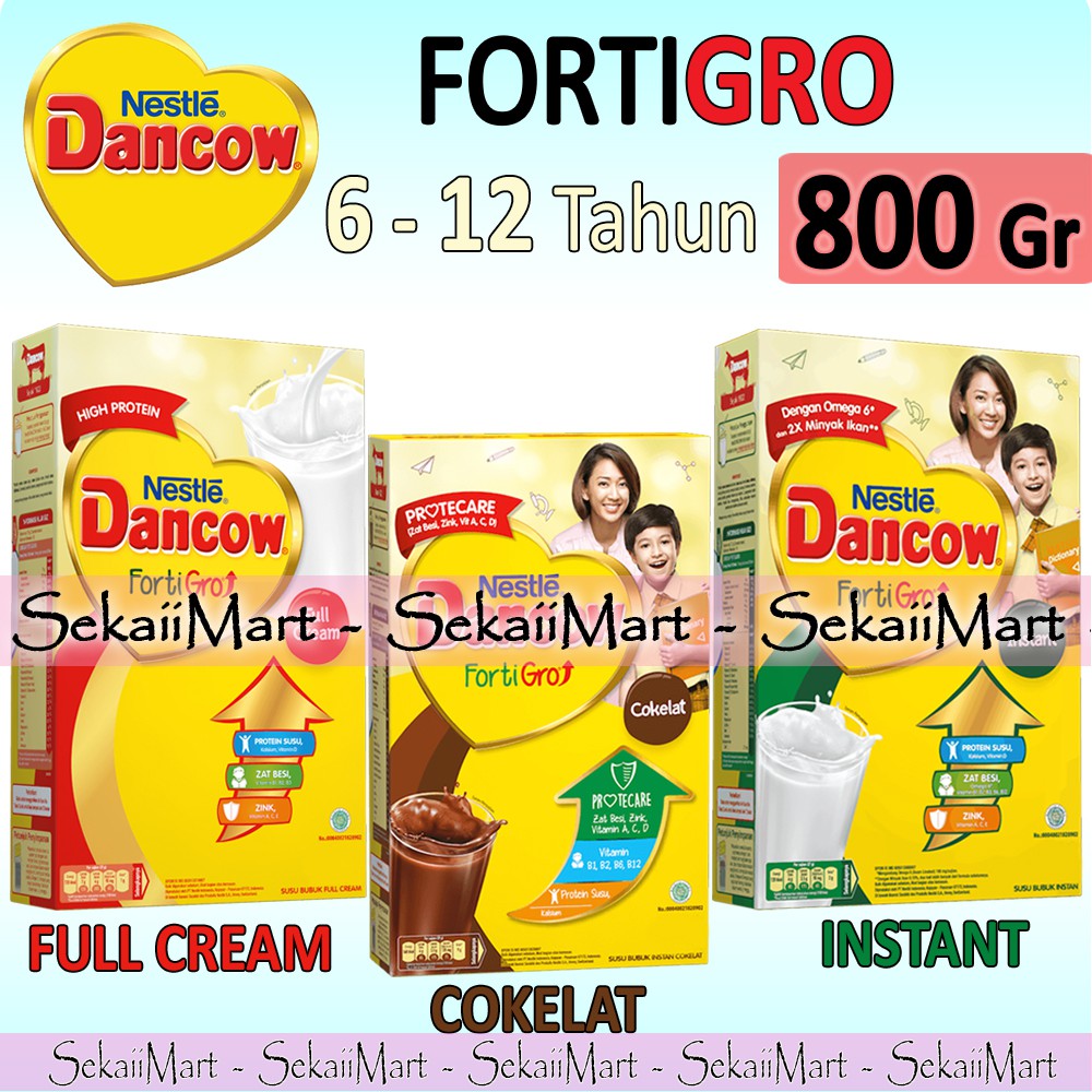 

DANCOW Fortigro 800g Instant / Cokelat / Full Cream - Susu Bubuk Anak 6-12 Tahun Kemasan 800 Gr