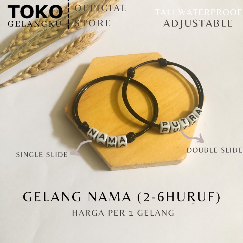 GELANG NAMA (2-6HURUF) / Gelang Tali Huruf Inisial Pria Wanita / Gelang Couple Sahabat Pacar / Bracelet initial Abjad