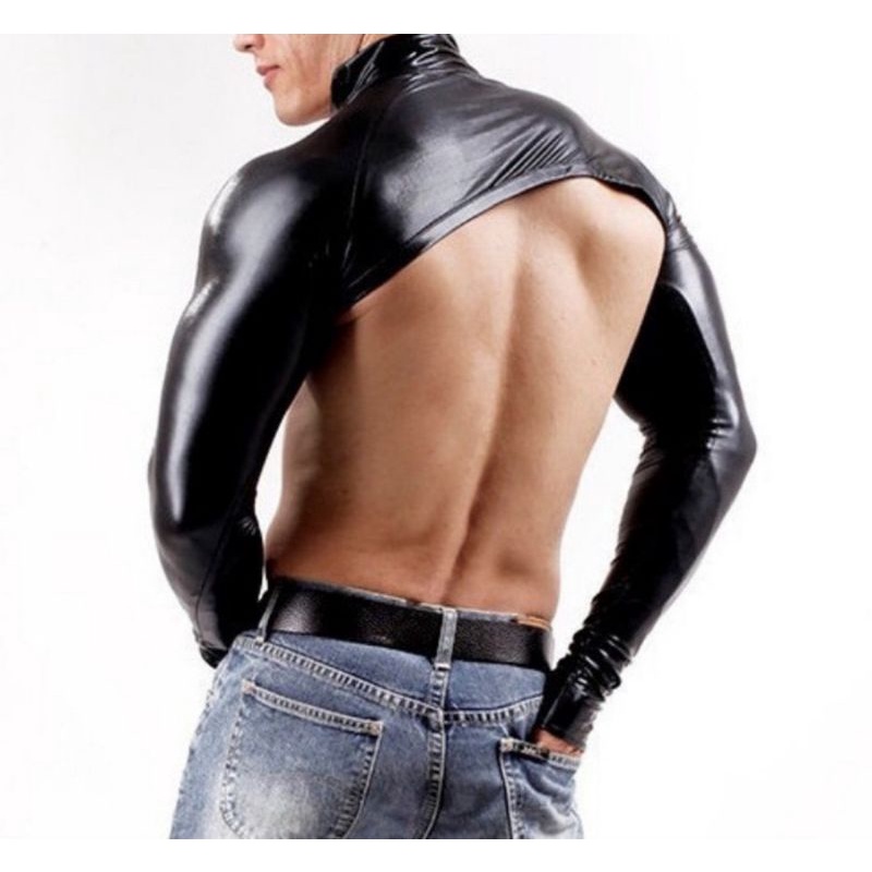 Sarung Lengan Latex Hitam Pria | Kulit Kain Tangan | Baju Kulit