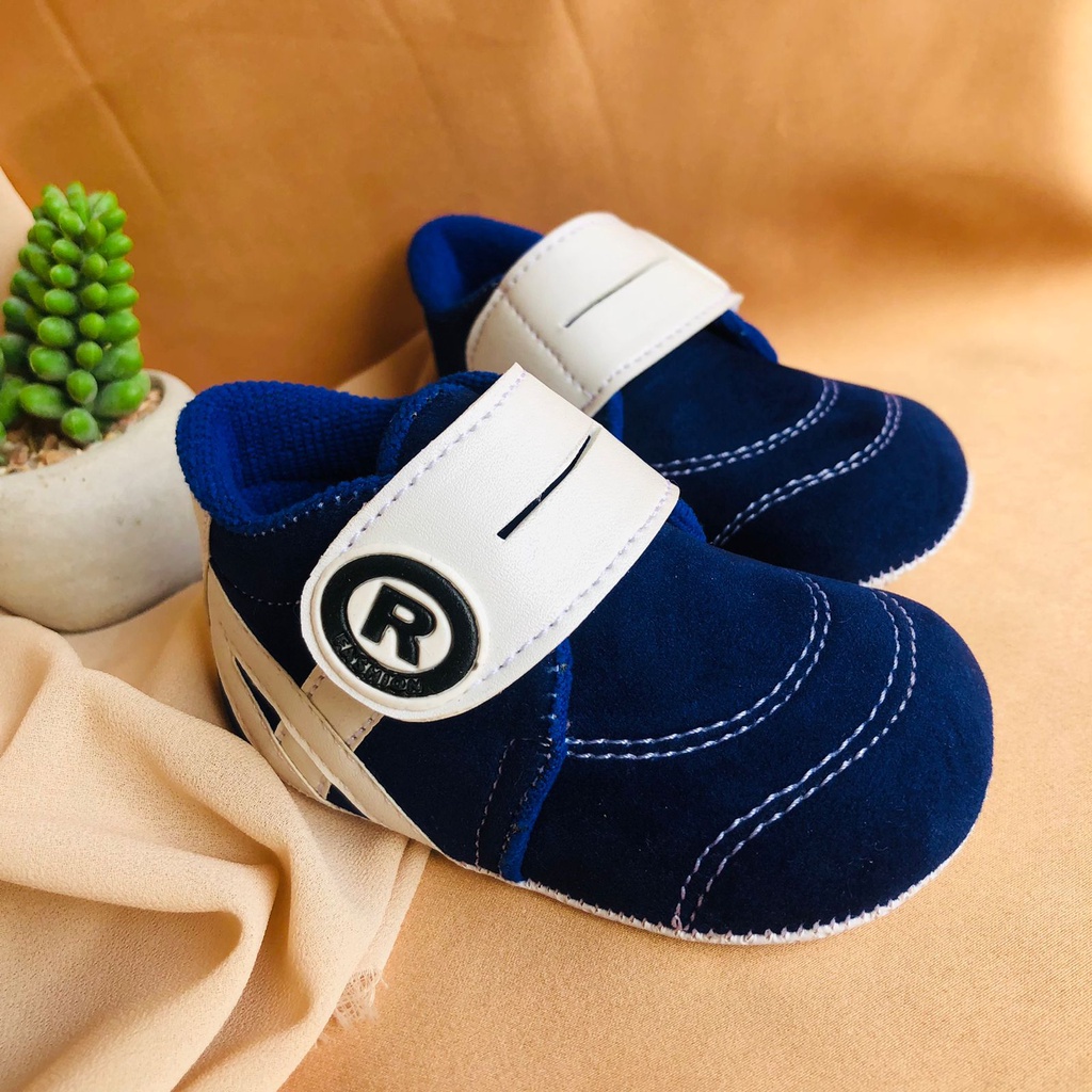 Sepatu PRE COWOK Anak Bayi Laki Laki Perempuan Prewalker Shoes 0-12 bulan Terbaru Model Perekat Velkro Baby Boy Lucu Murah BABY R