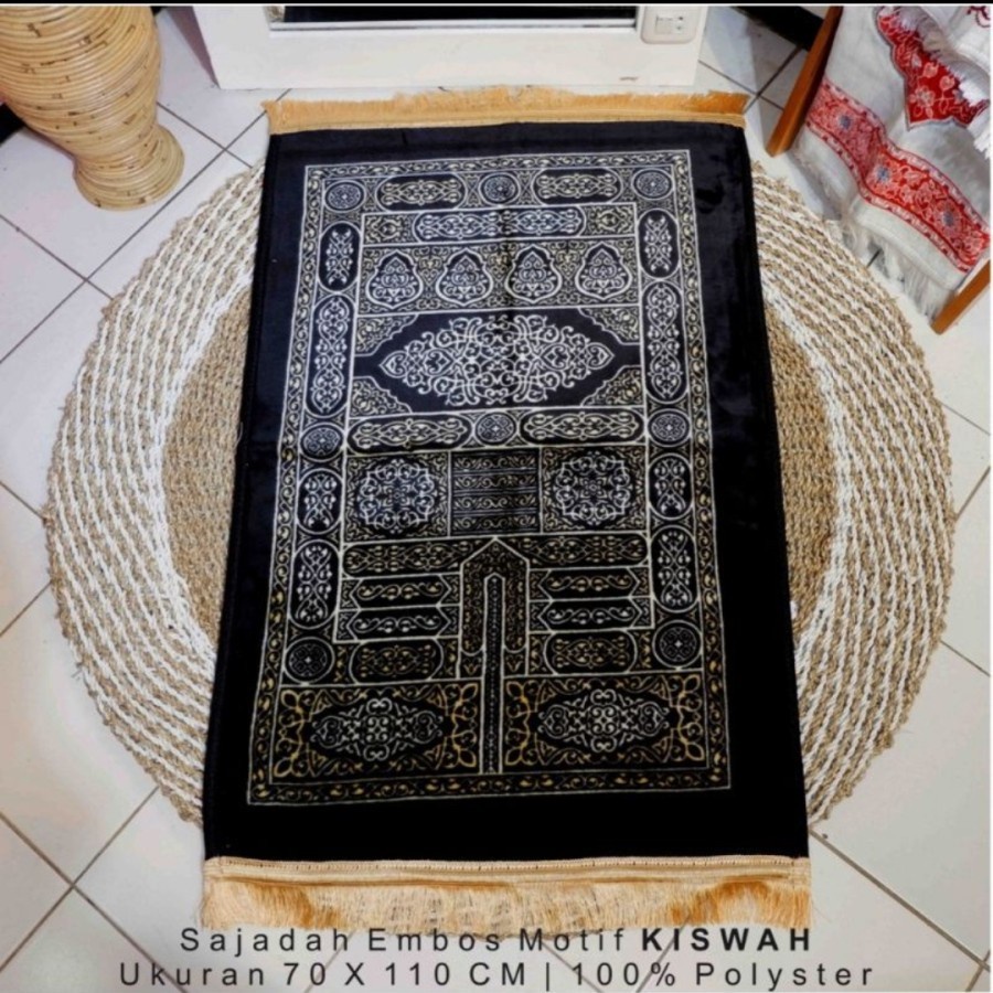 sajadah tebal kiswah hitam exclusive/sajadah kiswah rumbay gold empuk