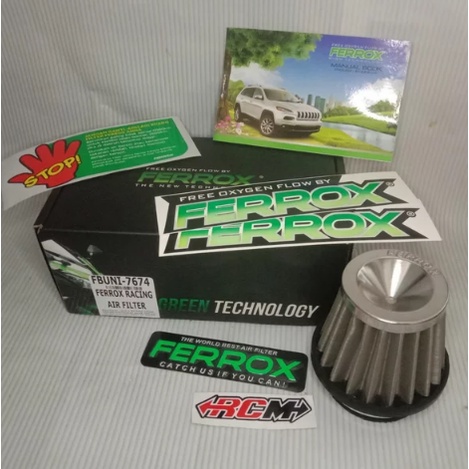 FERROX OPEN FILTER UDARA RACING 7674 UNIVERSAL 24 MM 26 28 30 32 MM SARINGAN BAJA TAHAN KARAT BAHAN STAINLE