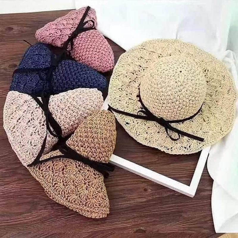 topi pantai anak perempuam topi anyaman anak topi pantai anak cewek topi fashion anak topi liburan t