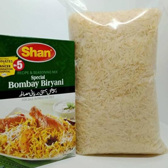 

FLASH SALE|LR-023|PAKET NASI BRIYANI ( BASMATI 1 KG + SHAN BUMBU INSTANT BRIYANI 1 )