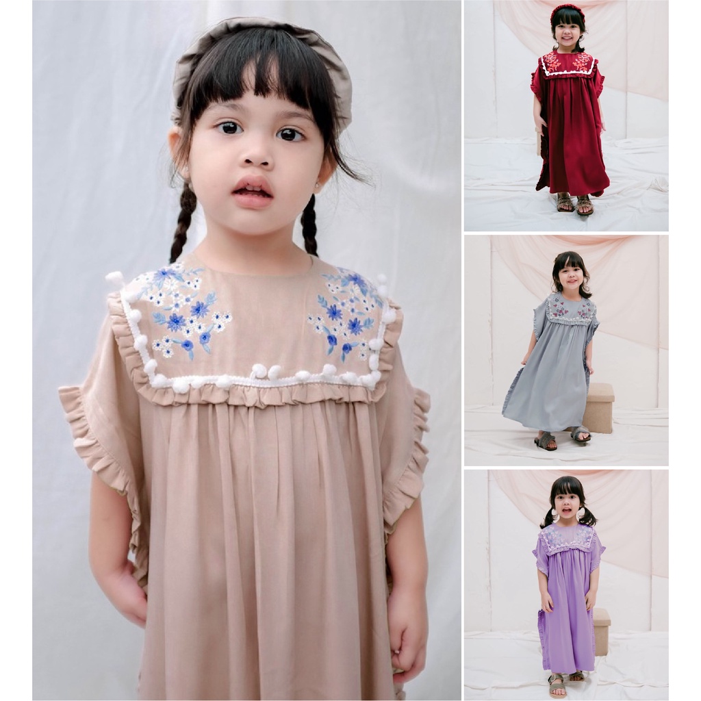 FenishaStore Fashion Muslim anak Perempuan Kaftan Marwah Usia 4-6 Tahun