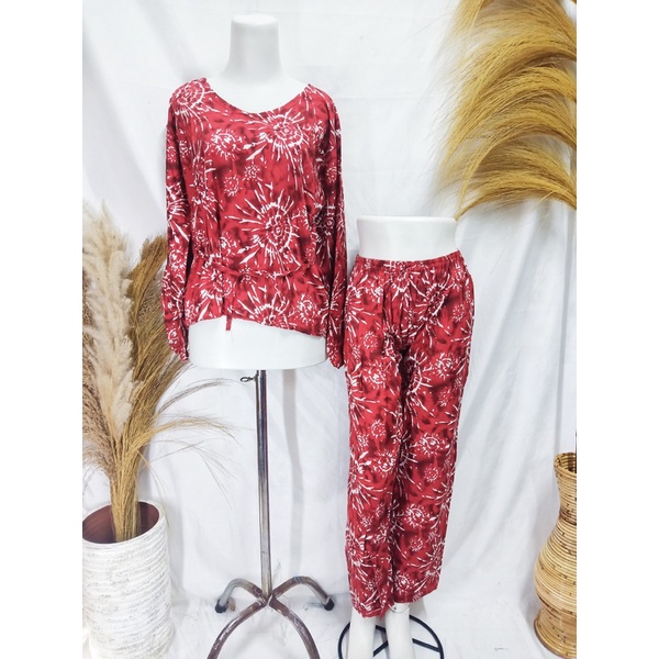 SETELAN TIE DYE LENGAN PANJANG / PIYAMA BALI / BAJU TIDUR