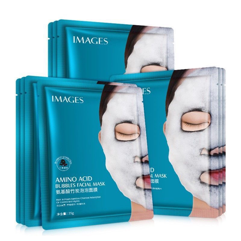 Masken Pemutih &amp; Penglowing Wajah / Masker Pengecil Pori-Pori &amp; Pembersih Wajah Images Facial Bubble Mask Amino Acid 100% Ori Mengglowingkan Wajah