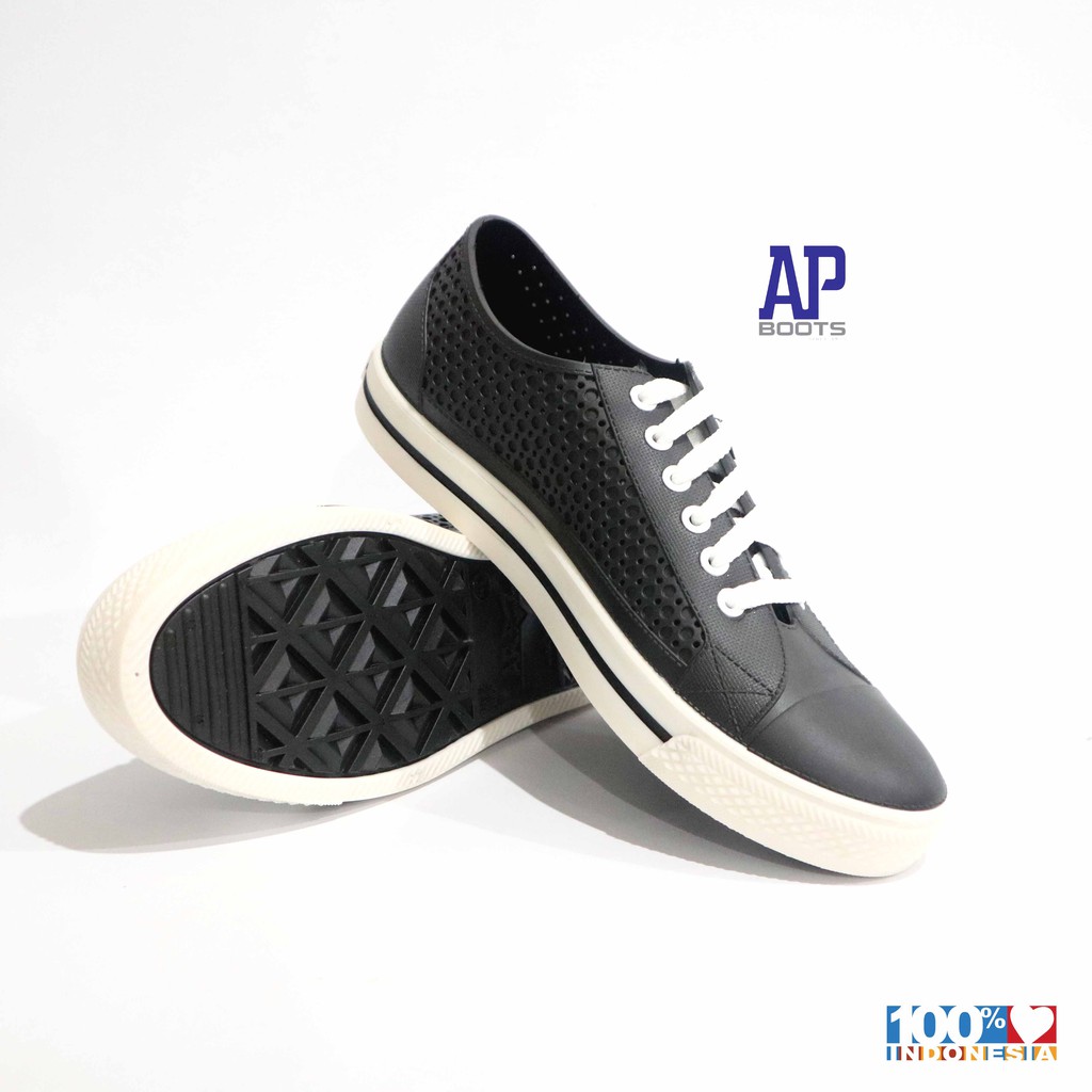 AP STAR BLACK/WHITE 38-42 - SEPATU SNEAKER PRIA CASUAL - AP BOOTS