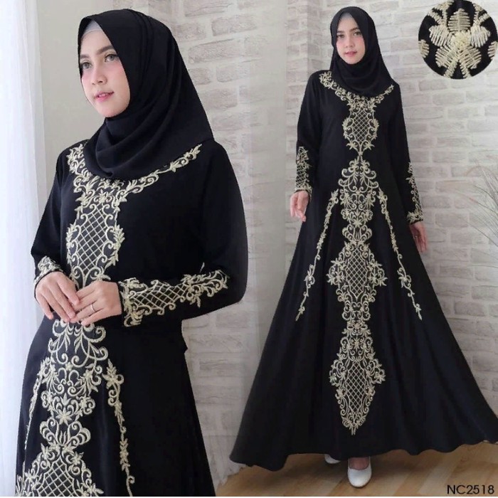 Abaya Auri Nc2518 Abaya Hitam / Abaya Putih Wanita Dewasa