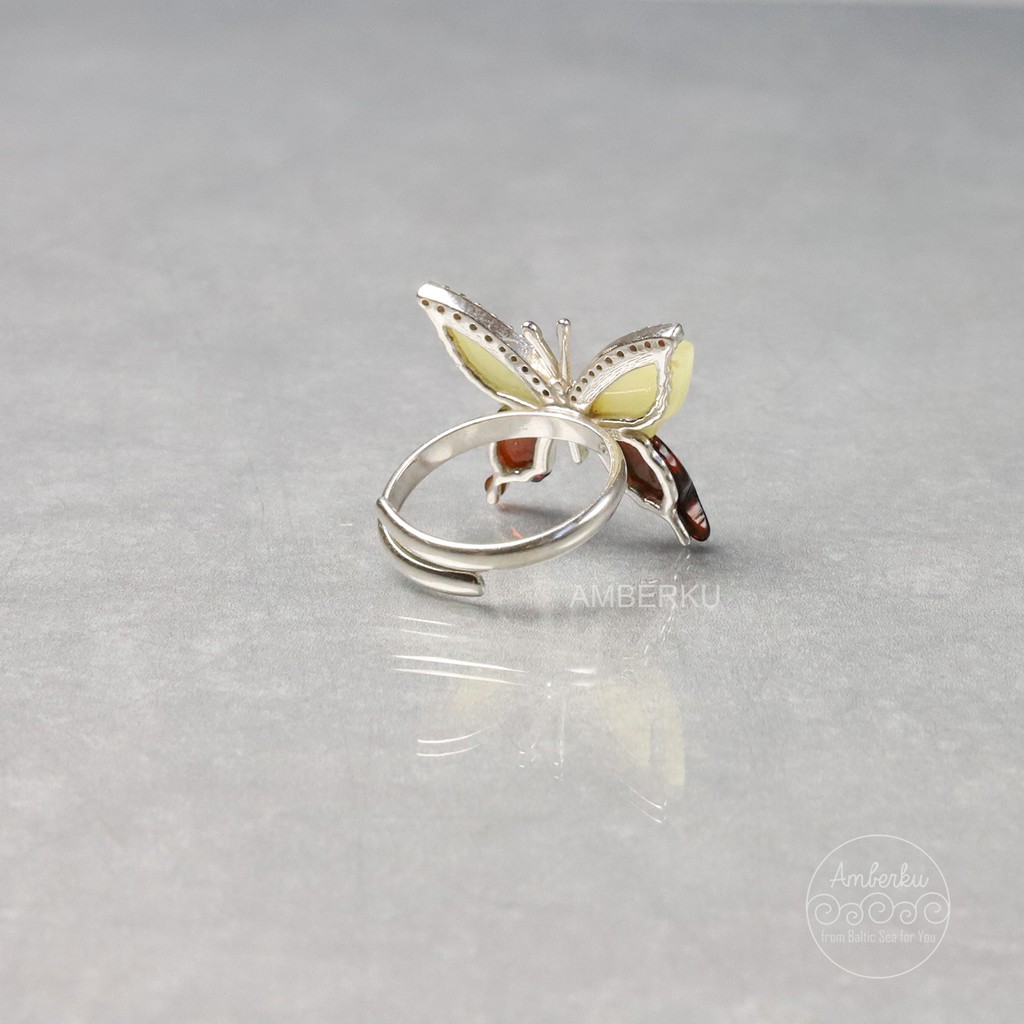 Cincin Perak dengan Amber Baltic EK1