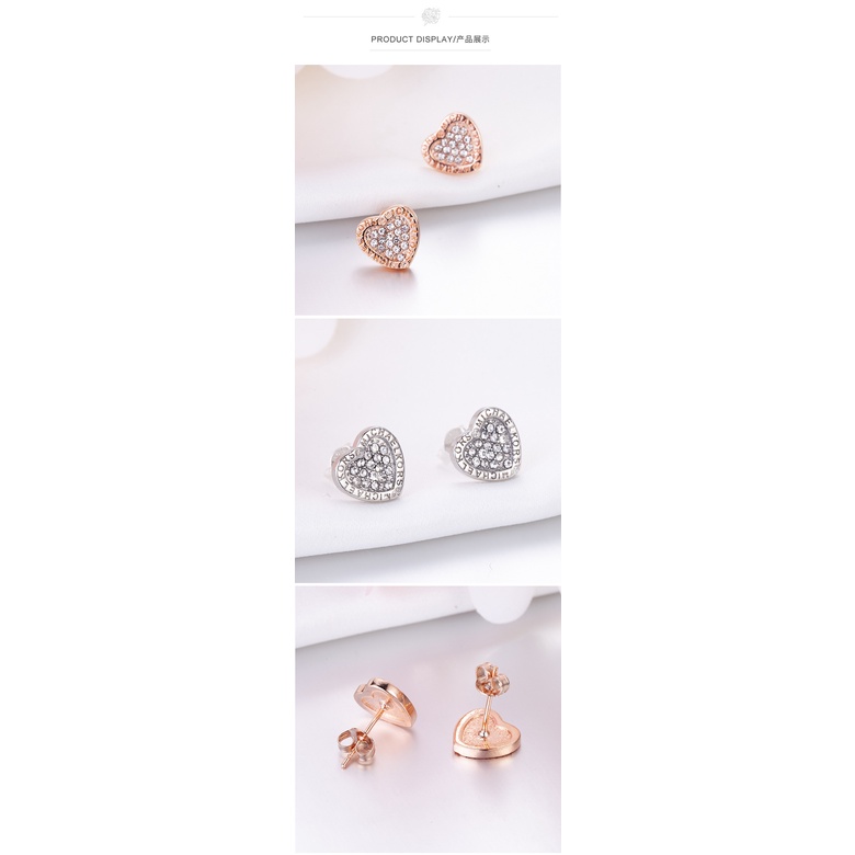 Anting Stud 925 Silver Gold Plated 18k Bentuk Hati Aksen Berlian Penuh Untuk Aksesoris