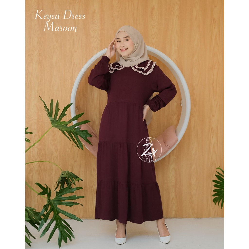 MIDI DRESS KATUN TWILL KEYSA AMANDA ZR KERAH BUTTERFLY RENDA KOREA BABYDOLL STYLE SUPER ADEM