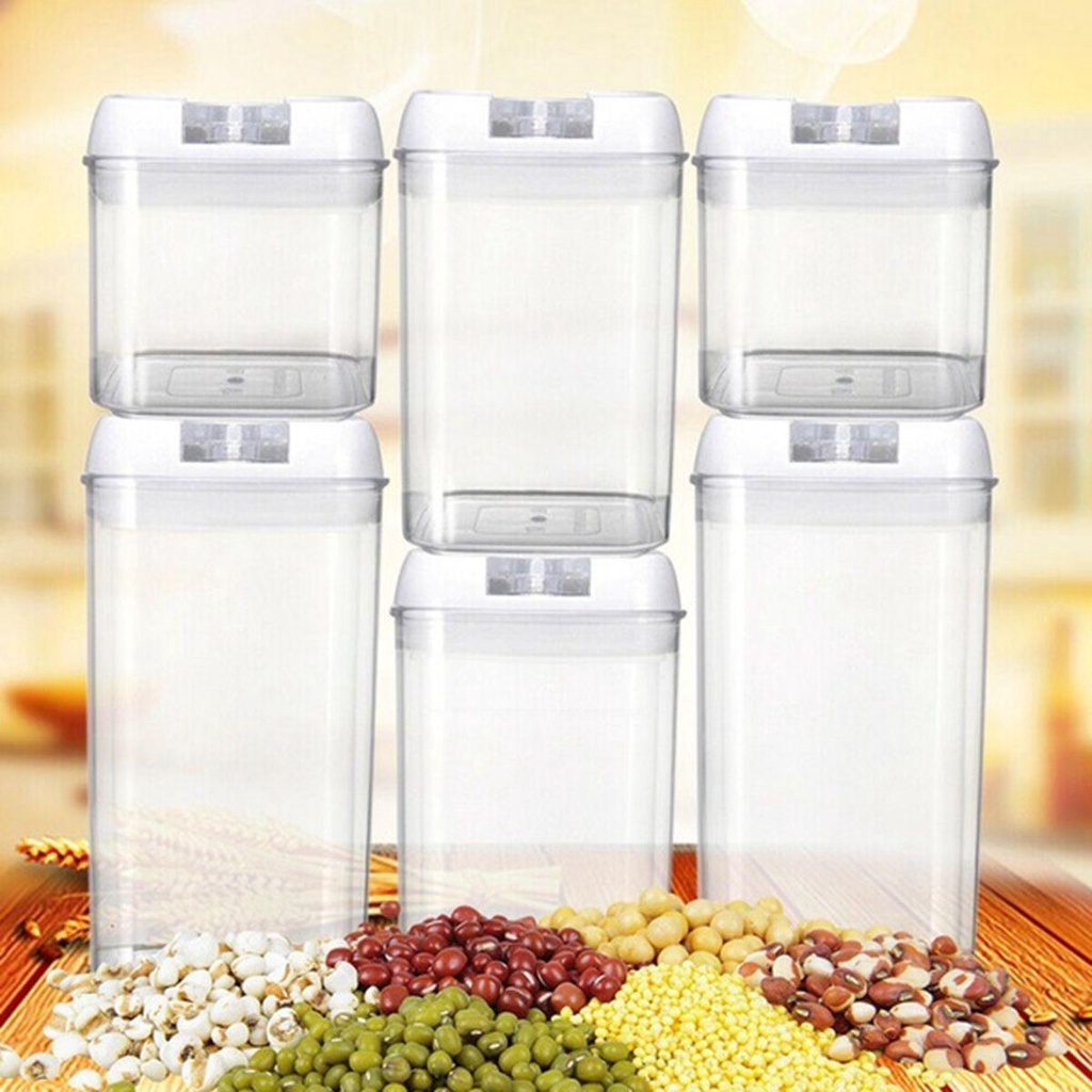 [Elegan] Kedap Udara Canister 0.5L~2.3L Anti Bocor Kotak Penyimpanan Organizer Dapur Beras Multigrain Vacuum Sealed Kaleng