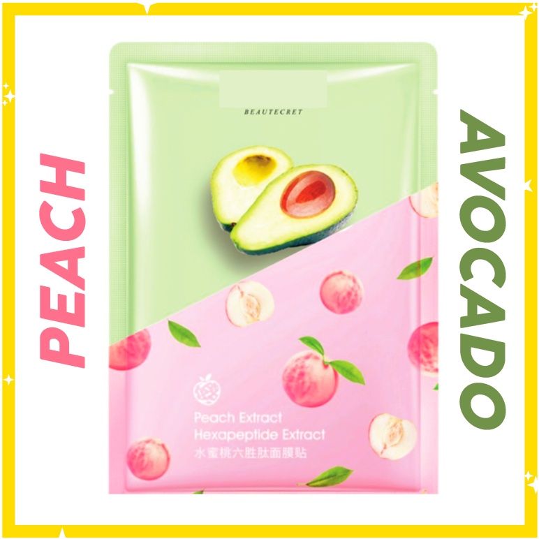Avocado and Peach Sheet Mask Masker Wajah BQ004 BQ014