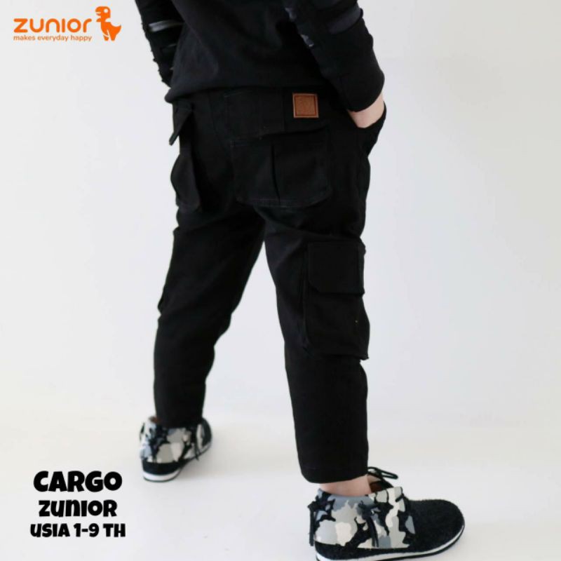 Celana Anak Cargo Anak Zunior Premium Hitam 1-12 Tahun