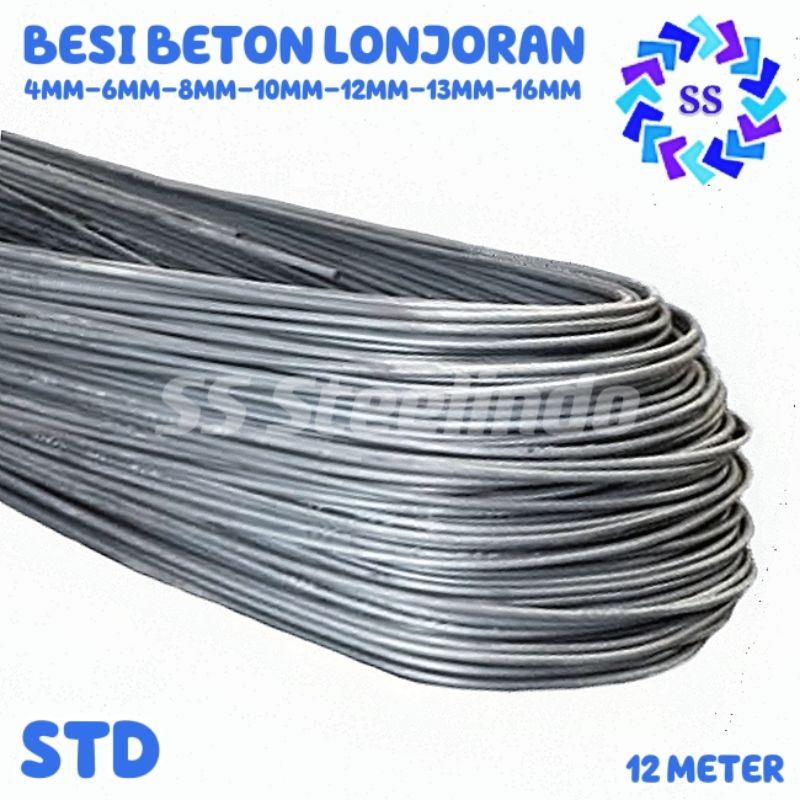 {FREEONGKIR} GAN BESI BETON LONJORAN STD SNI (4MM 6MM 8MM 10MM 12MM 13MM 16MM) POLOS DAN ULIR PROMO