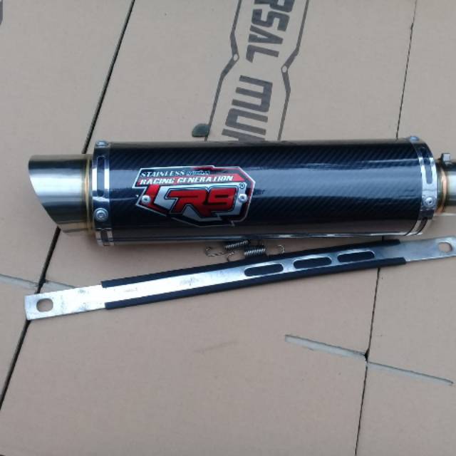 Knalpot Motor R9 Black Carbon Silincer plus per dan klem