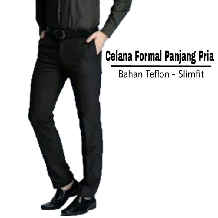 Celana Kerja Pria Slimfit Hitam Bahan Kain Halus Dan Adem Shopee Indonesia