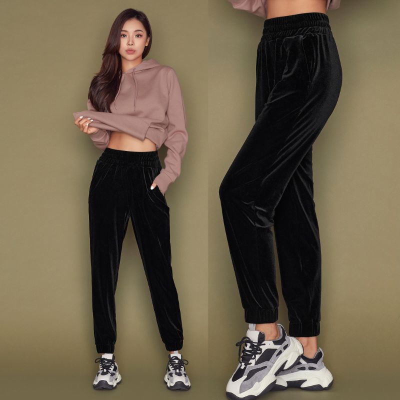 STPT038 STL Metro Velvet Jogger Pants - Celana Panjang Wanita Branded