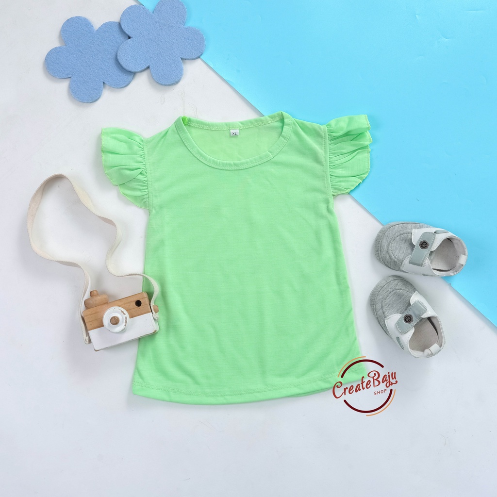 KAOS RUFFLE ANAK CEWEK 1-4 TAHUN RUFFLE TEE POLOS TERMURAH BAJU ATASAN ANAK CEWEK