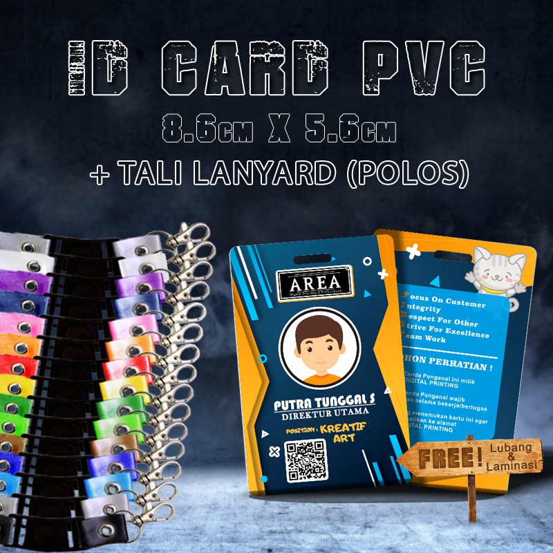 

Paket Print dan Cetak ID Card/Kartu Identitas/PVC ID Card + Laminasi + Tali Lanyard Nylon Polos