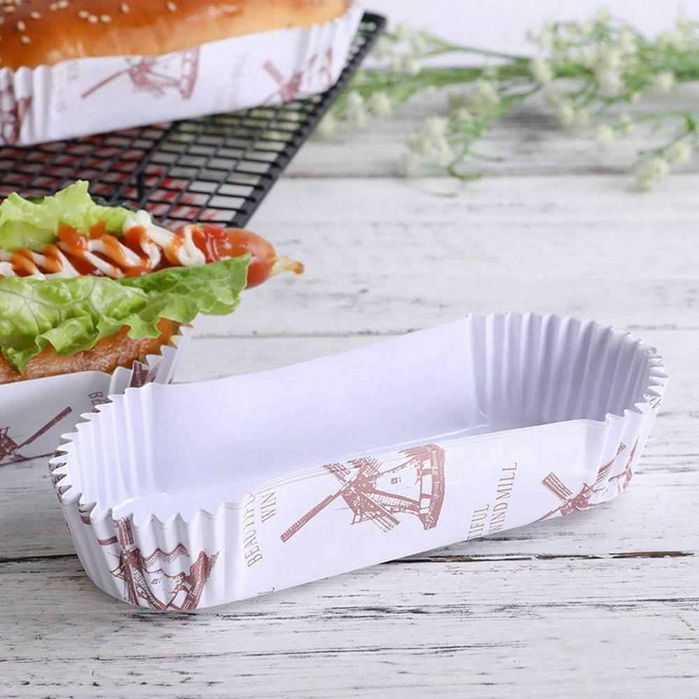 [Elegan] Paper Baking Cups Alat Kue Praktis Nyaman Hamburger Tray Untuk Perayaan Pernikahan Roti Kertas Bakeware