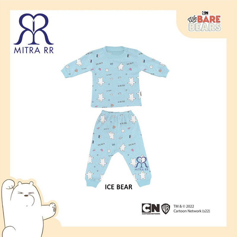 FLUFFY Stelan Oblong Baju Panjang Celana Panjang WE BARE BEARS S M L (3-12 bulan) Setelan Baju Bayi 3 Pasang