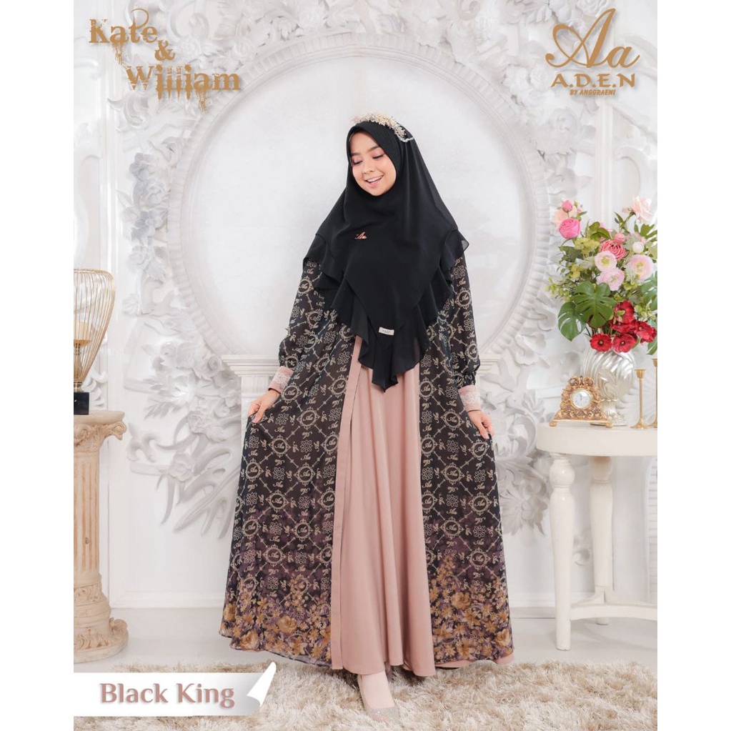 Sarimbit Aden Set Gamis Kate Dress Black King Original Brand