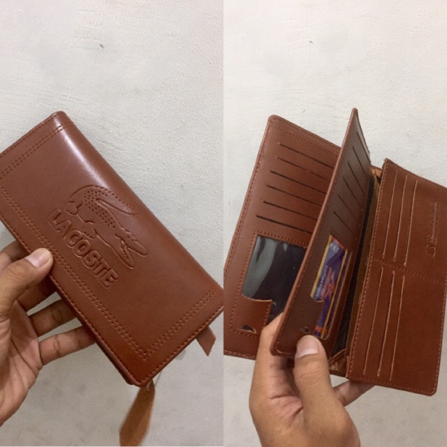 Dompet lipat pria ukuran panjang bahan kulit sintetis lokal tersedia banyak slot penyimpanan #dompet