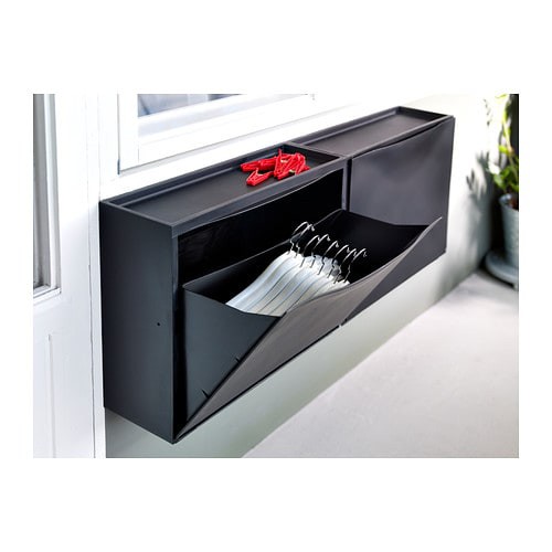 TRONES Kabinet/tempat sepatu, hitam &amp; putih