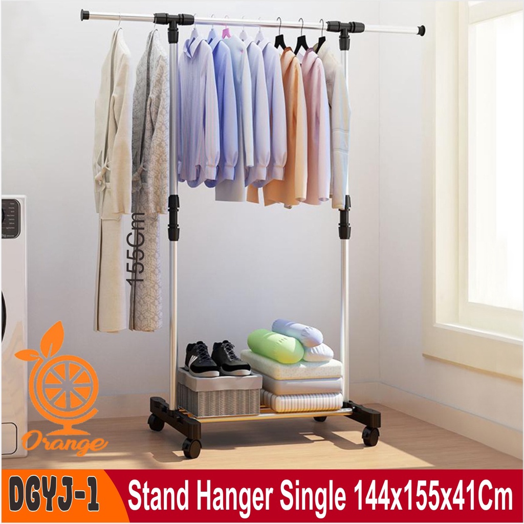 Stand Hanger Single Rak Gantungan / Jemuran Baju Pakaian Single Roda 4 DGYJ-1