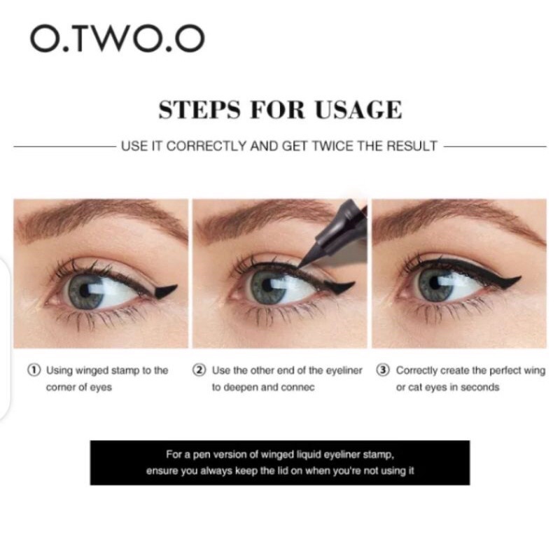 O.TWO.O 2 In 1 Liquid Eyeliner Stamp Waterproof Long-lasting Eye Liner Pencil Makeup